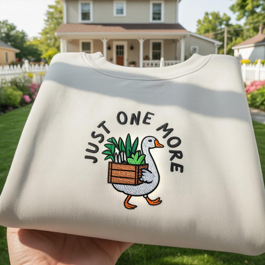 Just One More Plant Duck Embroidered Sweatshirt, Funny Duck Gardener Gift, Aesthetic Houseplant Crewneck, Crazy Plant Lady Jumper,Bird Lover