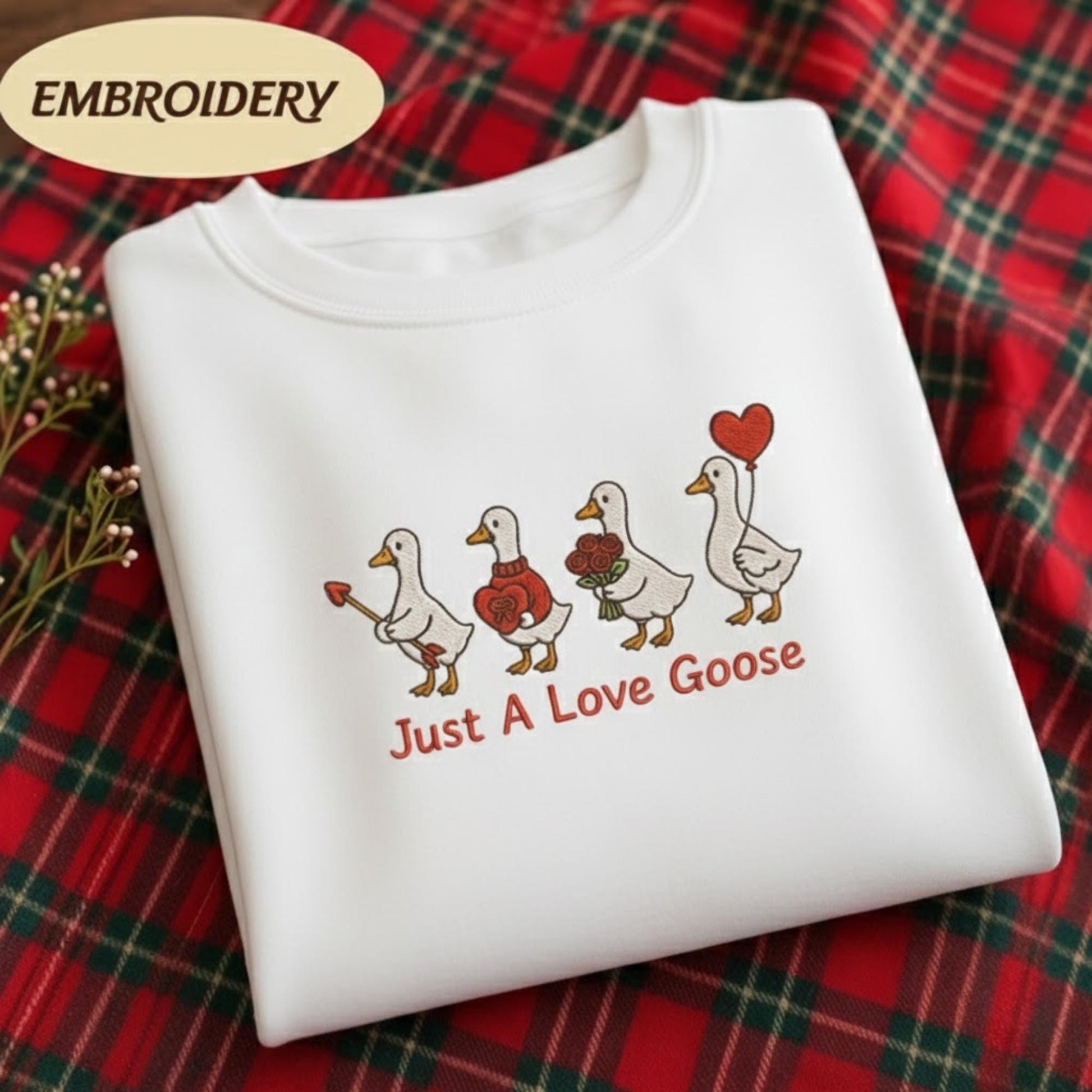 You Make My Heart Go Honk Embroidered Goose Sweatshirt, Embroidered Goose Shirt, Cute Honk Crewneck, Valentine Day Gift