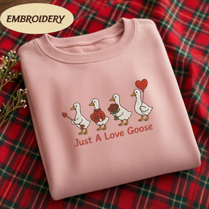 You Make My Heart Go Honk Embroidered Goose Sweatshirt, Embroidered Goose Shirt, Cute Honk Crewneck, Valentine Day Gift