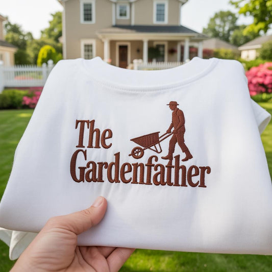 The Gardenfather Embroidered Sweatshirt, Funny Gardening Gift for Dad, Gardener Crewneck, Grandpa Garden Shirt, Aesthetic Nature Pullover