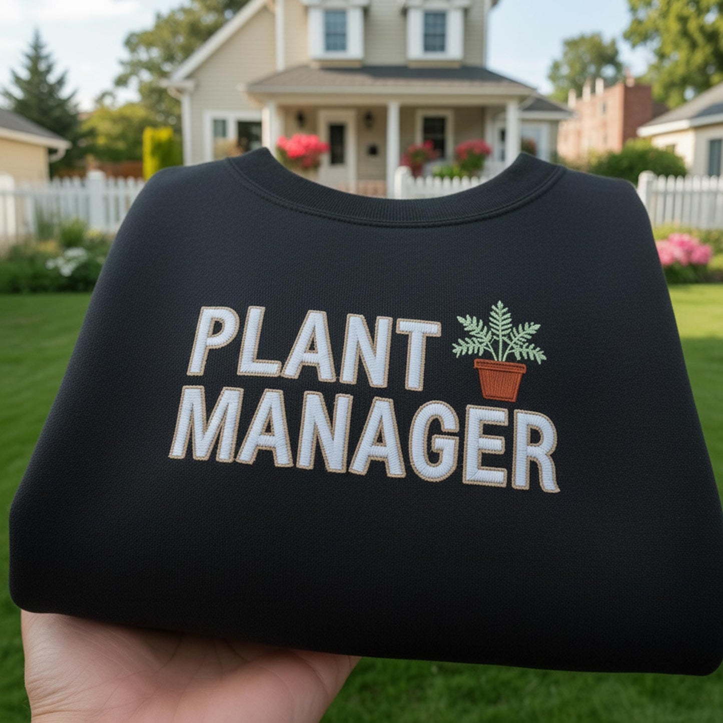 Plant Manager Embroidered Sweatshirt, Funny Gardening Gift, Houseplant Lover Crewneck, Botanical Plant Mom Shirt, Forest Green Nature