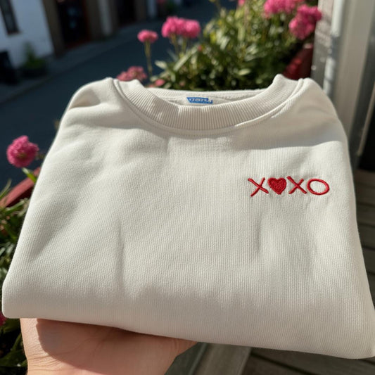XOXO Heart Embroidered Sweatshirt, Valentine's Day Crewneck