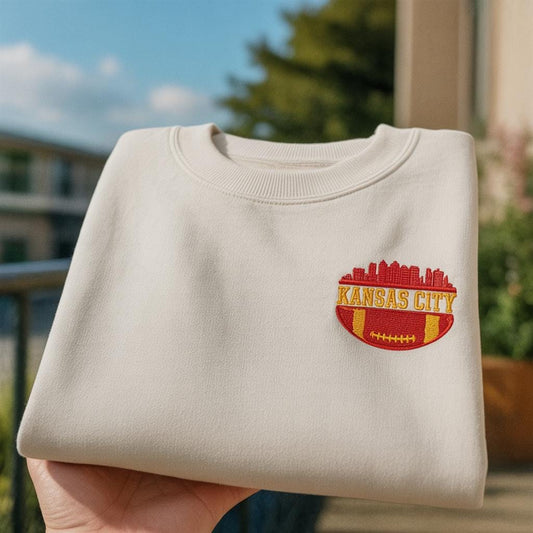 Embroidered American Football Sweatshirt, Kansas City Sweatshirt, Game Day Football Shirt, Custom Football City, Football Sweatshirt