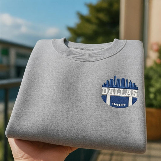 Embroidered American Football Sweatshirt, Dallas City Sweatshirt, Game Day Football Shirt, Custom Football City, Football Sweatshirt