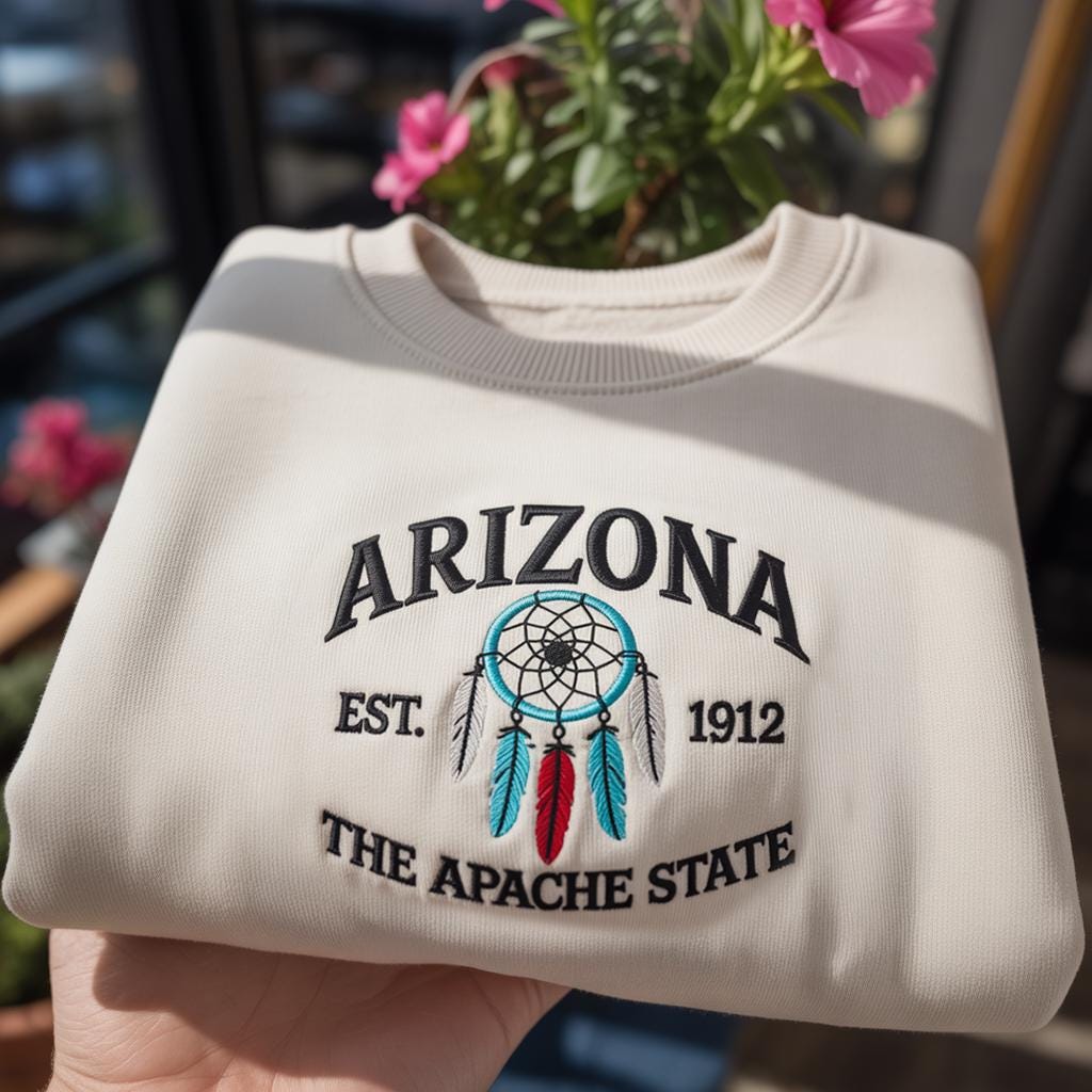 Arizona The Apache State Embroidered Sweatshirt, Vintage Dreamcatcher Crewneck, Arizona Est 1912 Shirt, Southwest Travel Gift, Boho Native