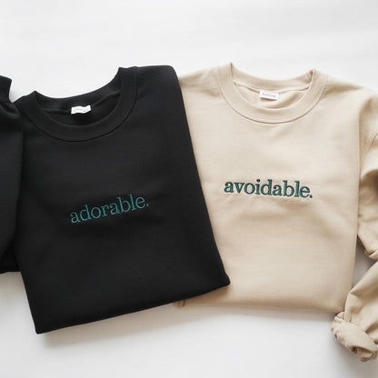 Adorable and Avoidable Matching Couple Sweatshirts, Funny Best Friend Gift Set, Sarcastic Anniversary Crewnecks, Aesthetic Relationship