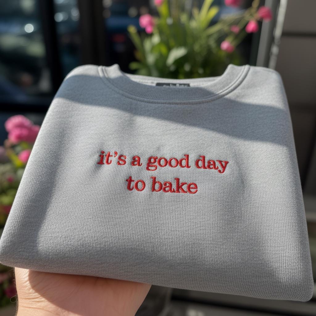 It's A Good Day To Bake Embroidered Sweatshirt, Baking Lover Gift Crewneck, Aesthetic Pastry Chef Shirt, Cute Home Baker Pullover