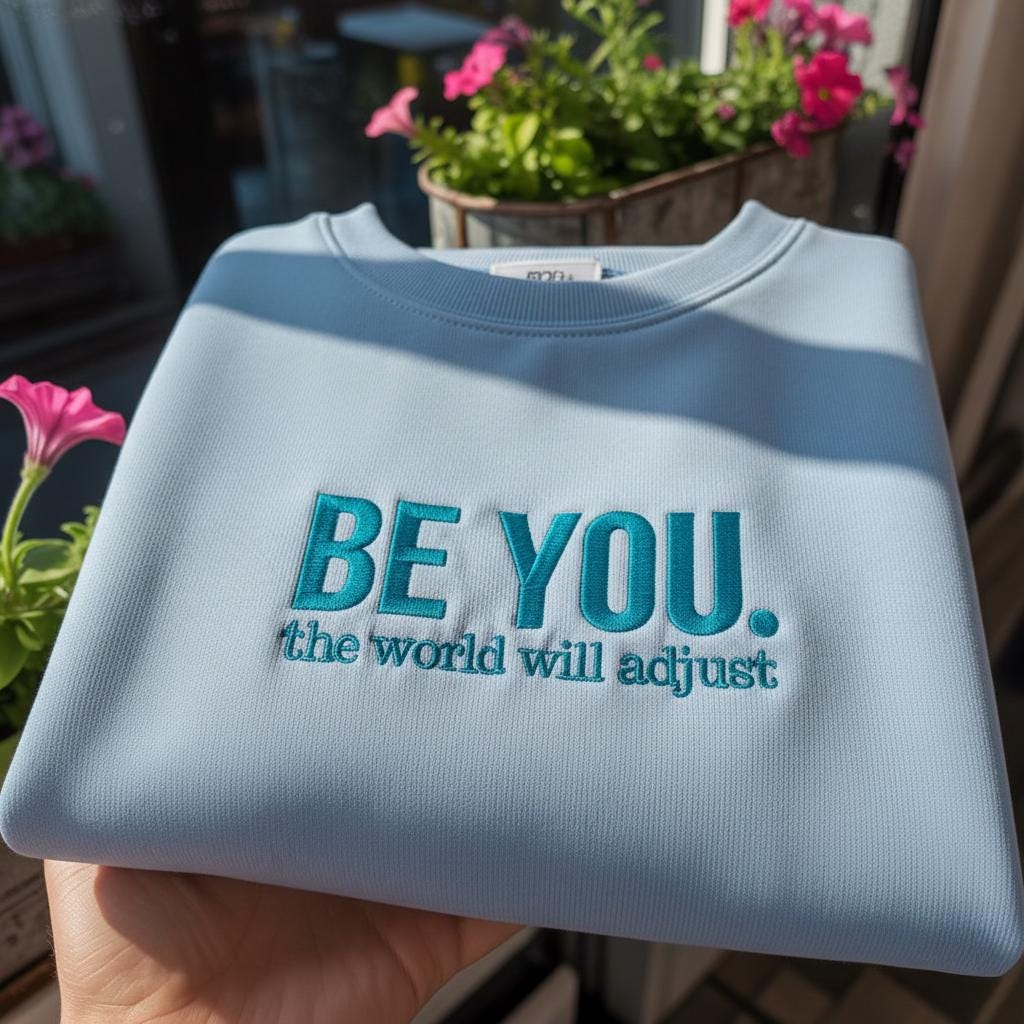 Be You The World Will Adjust Embroidered Sweatshirt, Inspirational Quote Crewneck, Aesthetic Minimalist Pullover, Self Love Gift for Her
