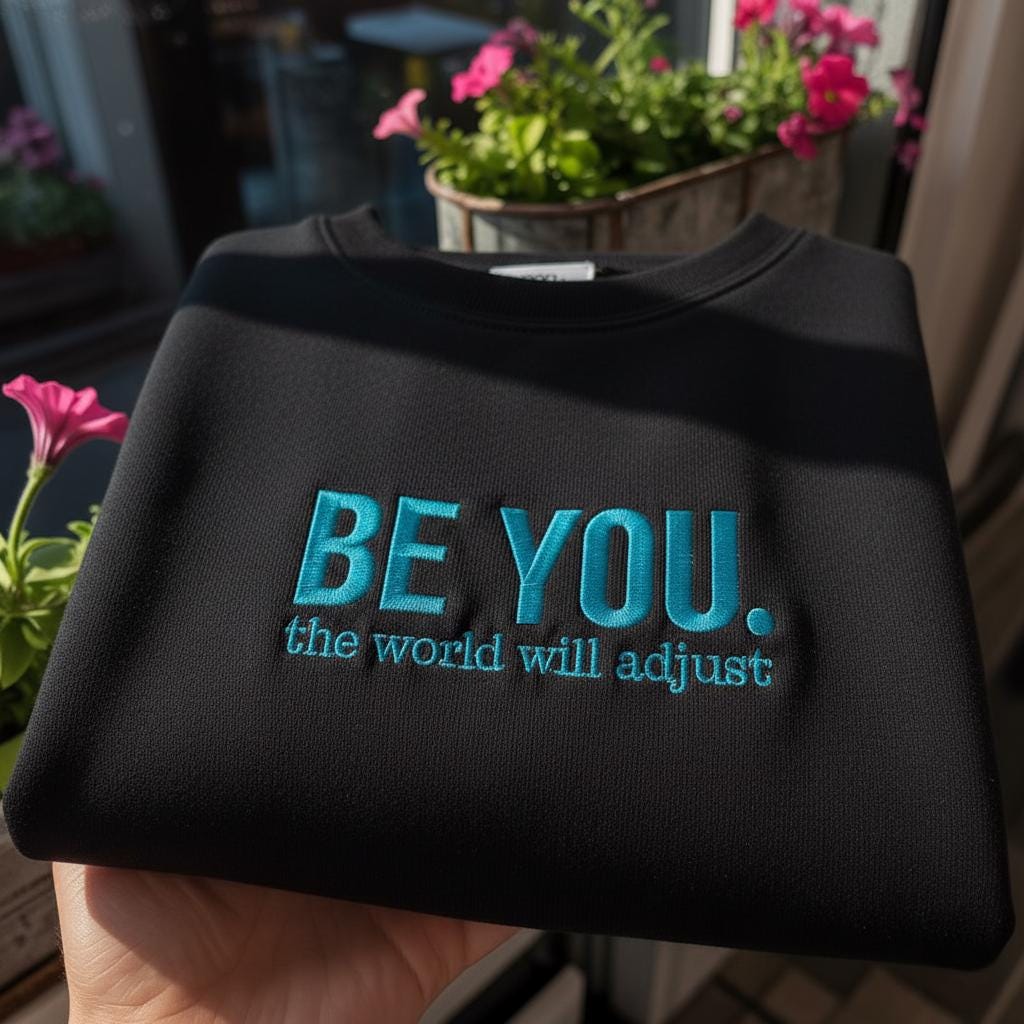 Be You The World Will Adjust Embroidered Sweatshirt, Inspirational Quote Crewneck, Aesthetic Minimalist Pullover, Self Love Gift for Her