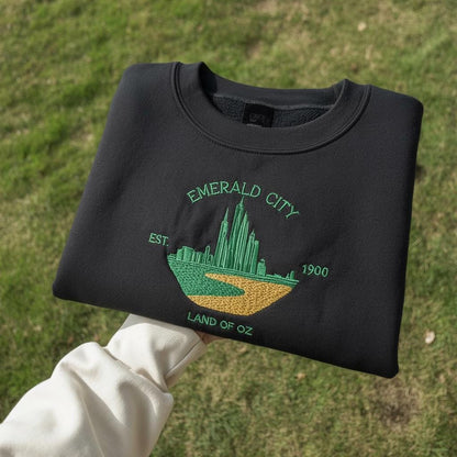 Embroidered Emerald City Sweatshirt, Wizard Fan Gift