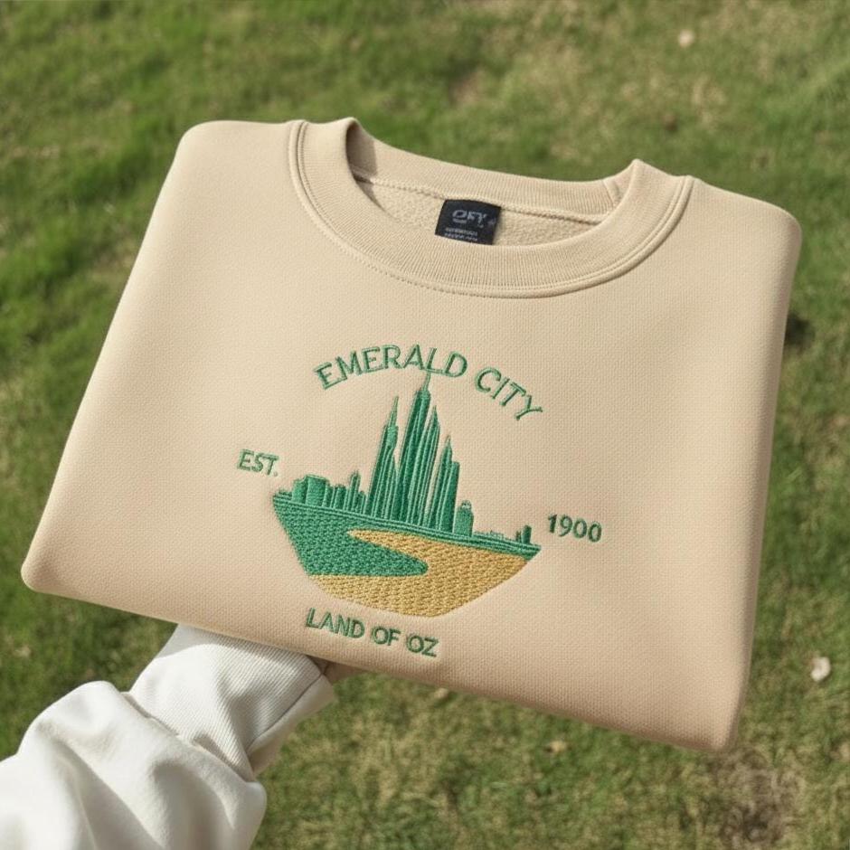 Embroidered Emerald City Sweatshirt, Wizard Fan Gift