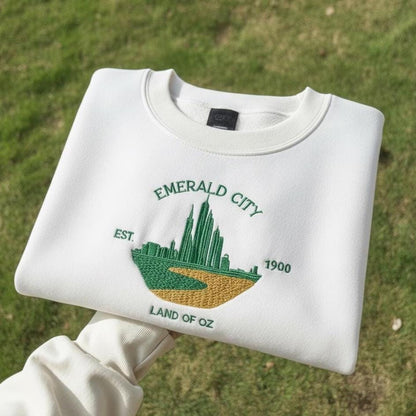 Embroidered Emerald City Sweatshirt, Wizard Fan Gift