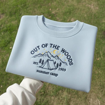 Sweatshirt Woods Summer Camp Embroidered Sweatshirt, Outdoor Adventure Crewneck, Retro Camping Embroidery Gift