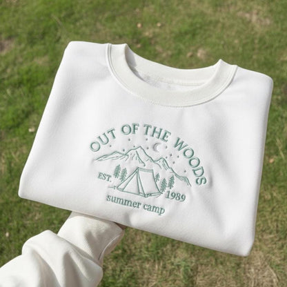 Sweatshirt Woods Summer Camp Embroidered Sweatshirt, Outdoor Adventure Crewneck, Retro Camping Embroidery Gift