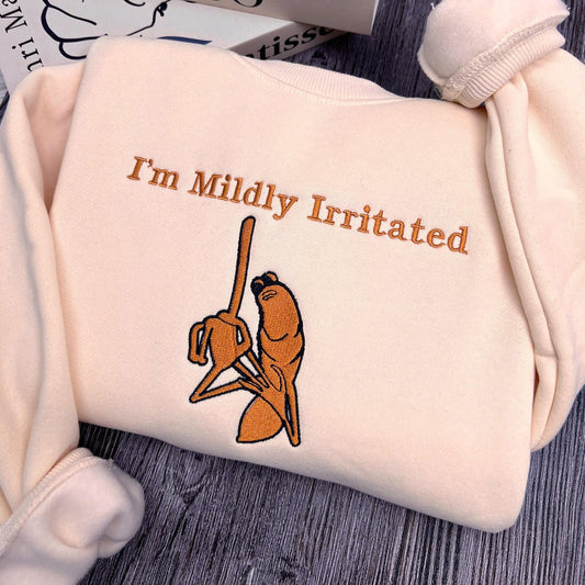 Mildly Irritated Marcus Worm Embroidered Sweatshirt, Meme Shirt