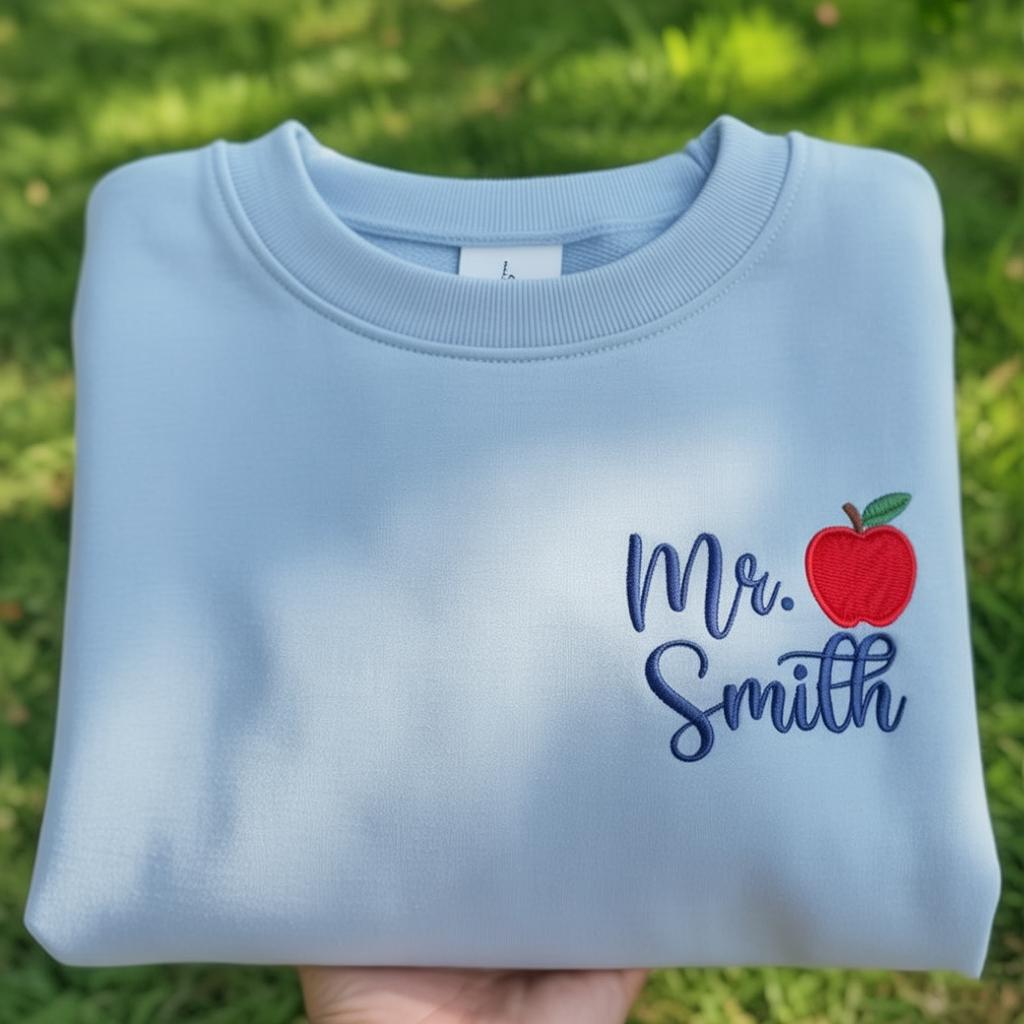 Embroidered Custom Teacher Last Name Sweatshirt, Back To School, Teacher Mrs Shirt, Personalize Teacher Shirt, Teacher Appreciation