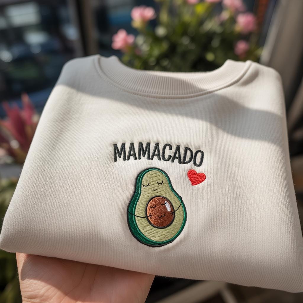 Mamacado Embroidered Sweatshirt, Funny Avocado Pregnancy Crewneck, New Mom Gift, Baby Shower Gift, Cute Pregnancy Reveal Shirt