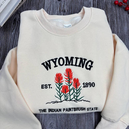 Wyoming Embroidered Sweatshirt, The Indian Paintbrush State Crewneck, WY Flower Gift Idea, Western Floral State Pride, Hometown Outfit