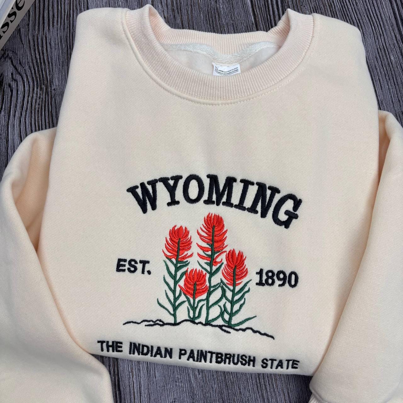Wyoming Embroidered Sweatshirt, The Indian Paintbrush State Crewneck, WY Flower Gift Idea, Western Floral State Pride, Hometown Outfit