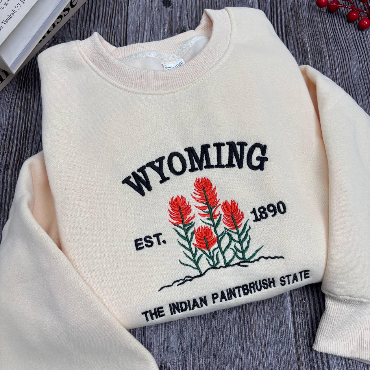 Wyoming Embroidered Sweatshirt, The Indian Paintbrush State Crewneck, WY Flower Gift Idea, Western Floral State Pride, Hometown Outfit