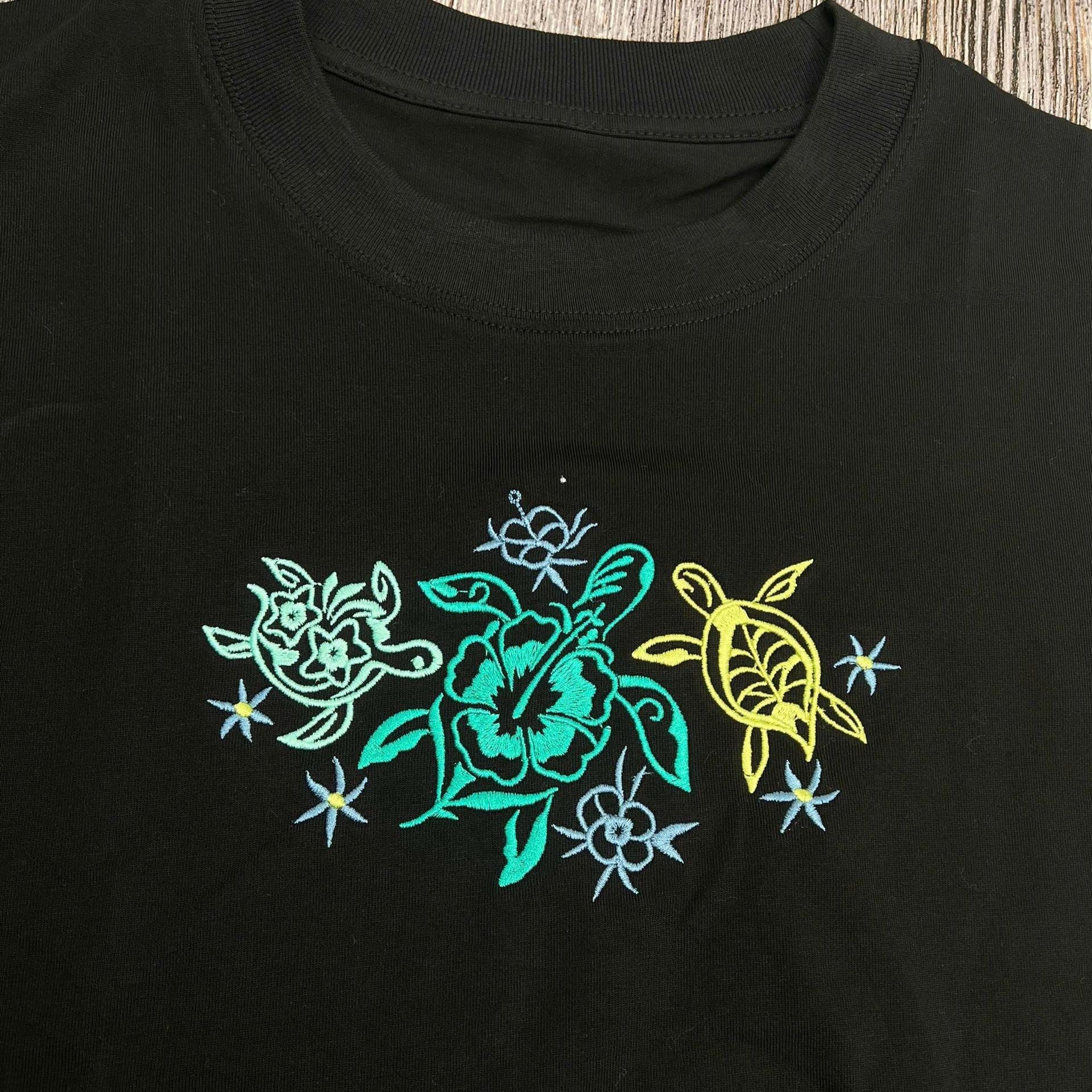 Tropical Turtles Embroidered Sweatshirt Sea Turtle Crewneck Beach Lover Coastal Gift