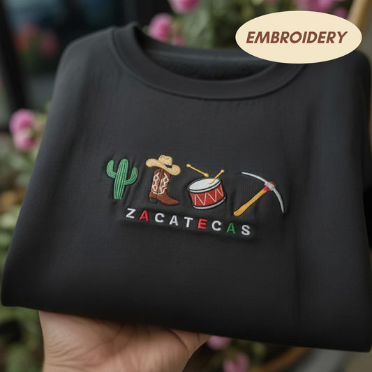 Zacatecas Mexico Embroidered Shirt, Mexican Heritage Sweatshirt, Custom Latino Pride Crewneck, Zacatecas Souvenir Shirt