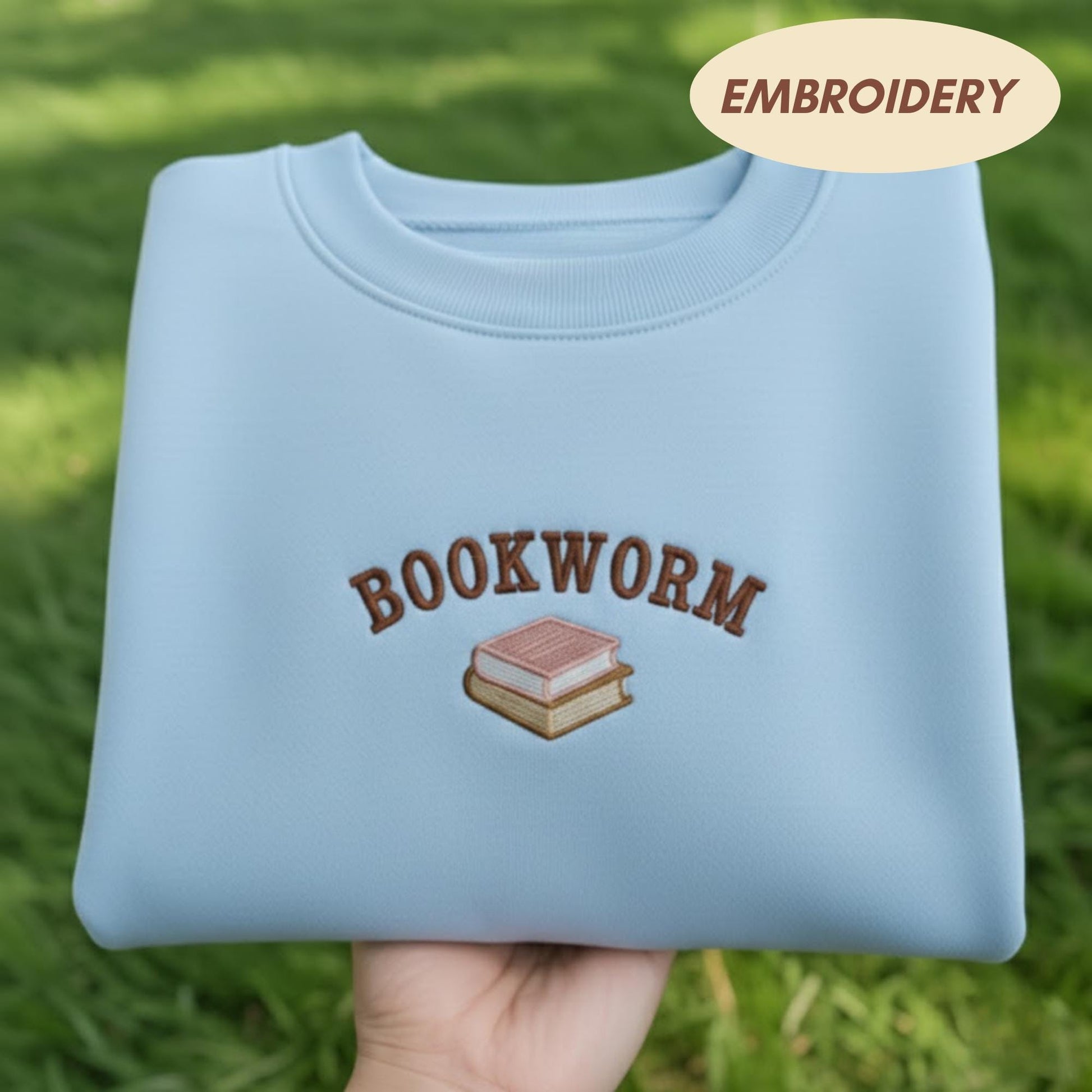 Bookworm Embroidered Shirt, Minimalist Book Lover Sweatshirt, Aesthetic Reading Crewneck, Gift for Bookish Girls, Librarian Style Shirt