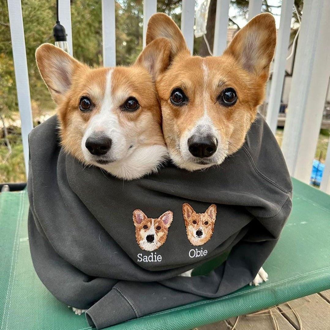 Custom Dog Face Embroidered Sweatshirt, Cat Sweatshirt, Dog Lover Sweatshirt, Personalized Gift For Mom, Custom Pet Gift