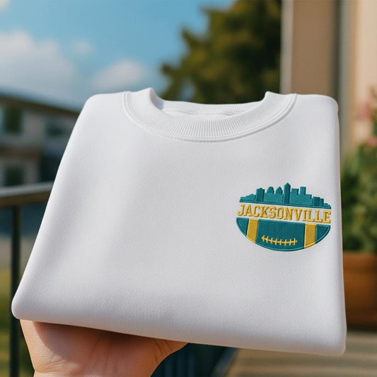 Embroidered American Football Sweatshirt, Jacksonville Sweatshirt, Game Day Football Shirt, Custom Football City, Football Sweatshirt