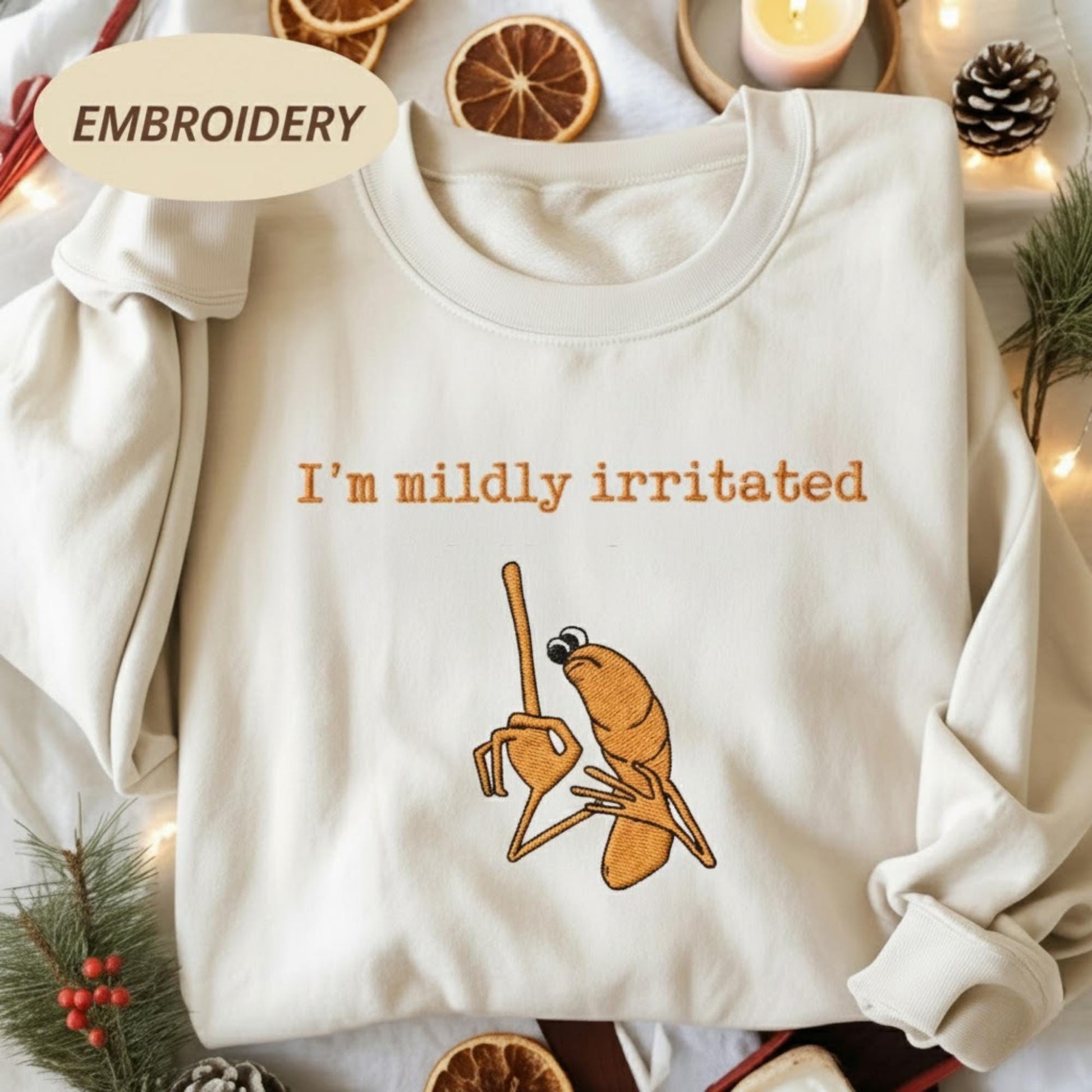 I'm Mildly Irritated Embroidered Sweatshirt, Marcus The Worm Shirt, Funny Sarcastic Meme Tee, I Don't Like This Rock Tee, Robert Help Worm