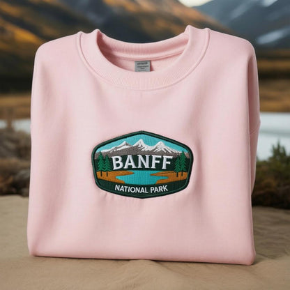 Banff mountain lake Embroidered Sweatshirt, Utah Stamp Jumper, Vintage National Park Crewneck, Travel Gift for Hiker