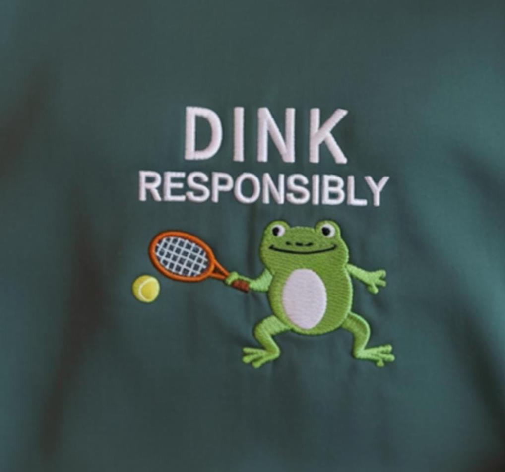 Pickleball Frog Embroidered Shirt, DINK Responsibly Embroidered Frog Sweatshirt, Funny Meme Shirt, Cute Pickleball Animal Gift