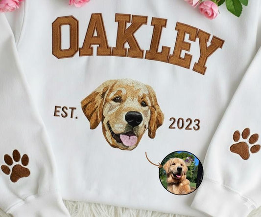 Custom Embroidered Pet From Your Photo Sweatshirt,Custom Embroidered Pet Hoodie,Dog Shirt with Name Embroidered,Custom Gift For Dog Owners