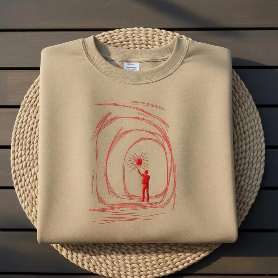 Sweatshirt Faith Embroidered Sweatshirt, Child Holding God’s Light Crewneck, Christian Jesus Gift