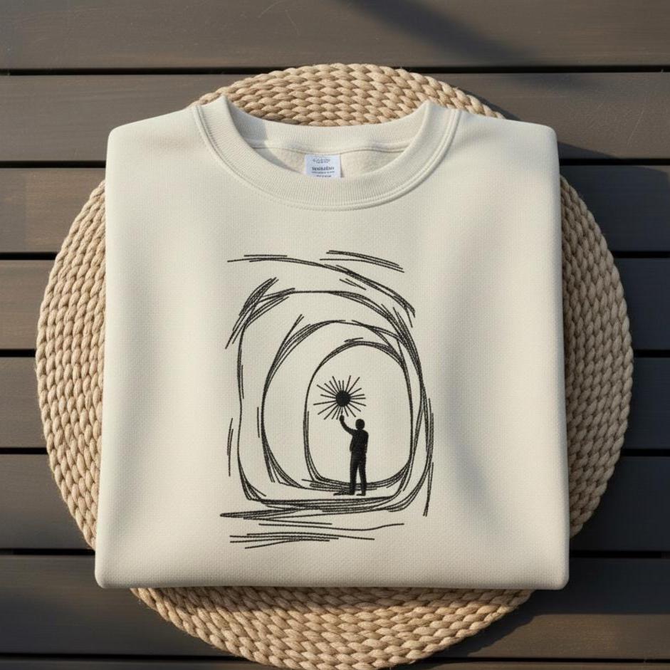 Sweatshirt Faith Embroidered Sweatshirt, Child Holding God’s Light Crewneck, Christian Jesus Gift