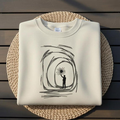 Sweatshirt Faith Embroidered Sweatshirt, Child Holding God’s Light Crewneck, Christian Jesus Gift