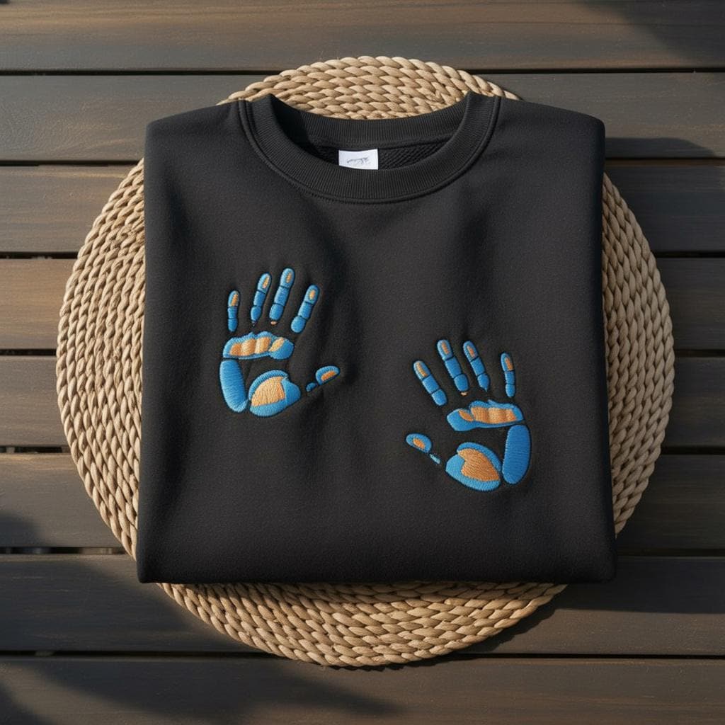 Embroidered Handprint Sweatshirt, Custom Family Keepsake Crewneck