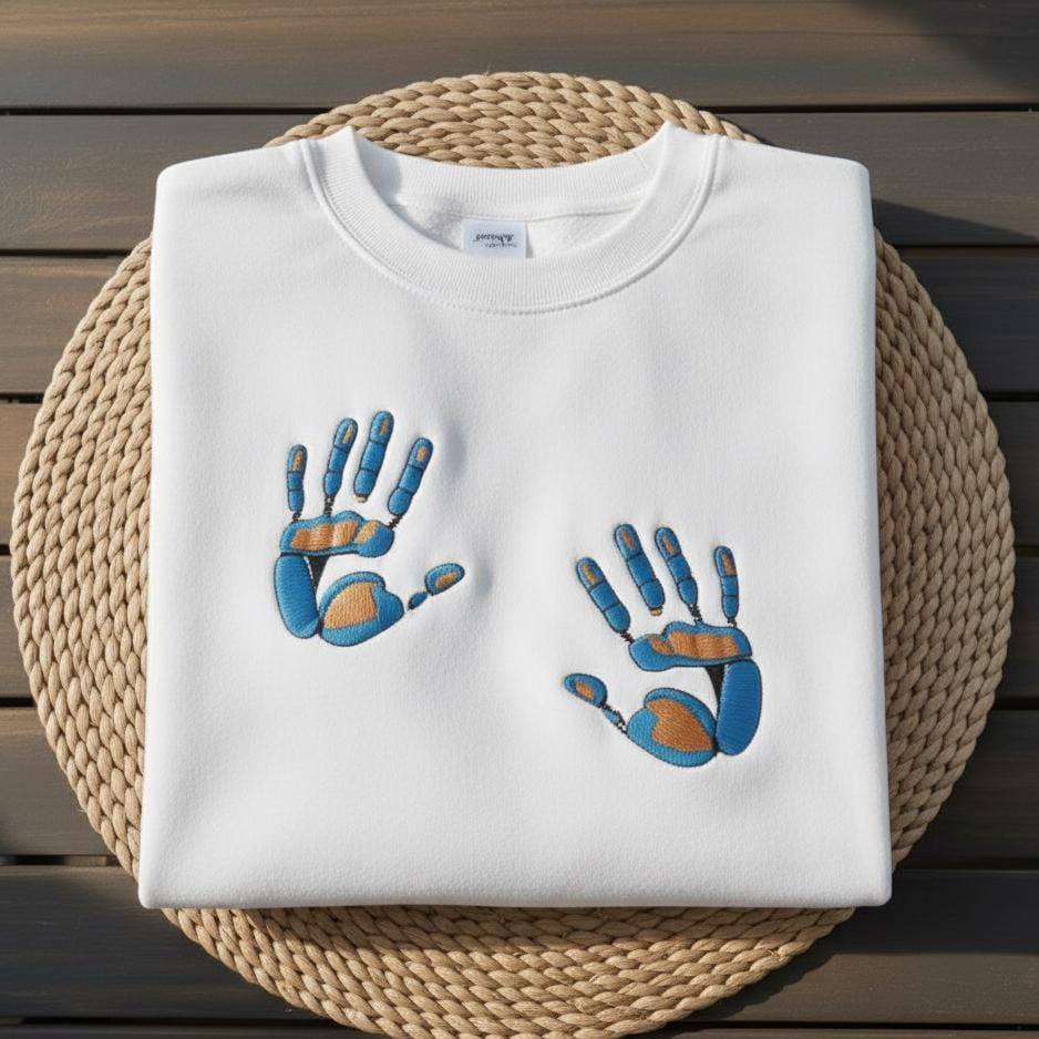 Embroidered Handprint Sweatshirt, Custom Family Keepsake Crewneck