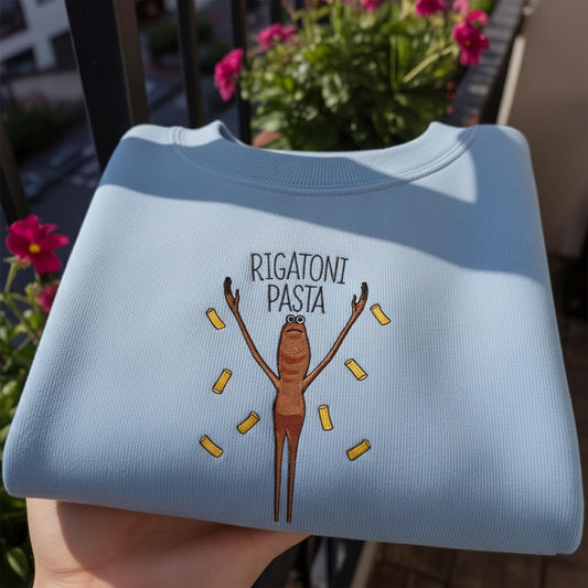 Embroidered Rigatoni Pasta Sweatshirt, Marcus Worm Meme Shirt