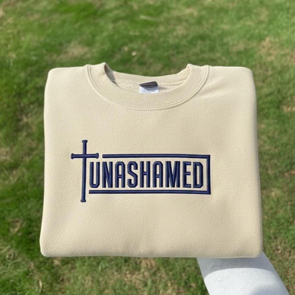 Sweatshirt Unashamed Embroidered Sweatshirt, Christian Faith Cross Crewneck, Bold Jesus Believer Embroidery Gift