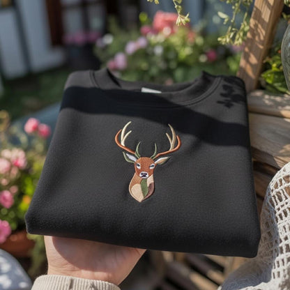 Sweatshirt Camo Buck Embroidered Sweatshirt, Couple Crewneck, Hunting Lover Gift