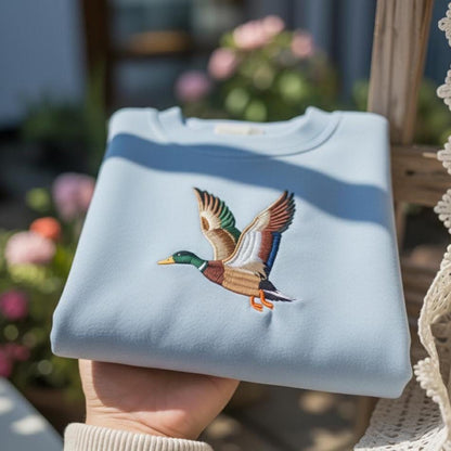 Sweatshirt Mallard Duck Embroidered Sweatshirt, Hunting Couple Gift, Rustic Outdoor Crewneck