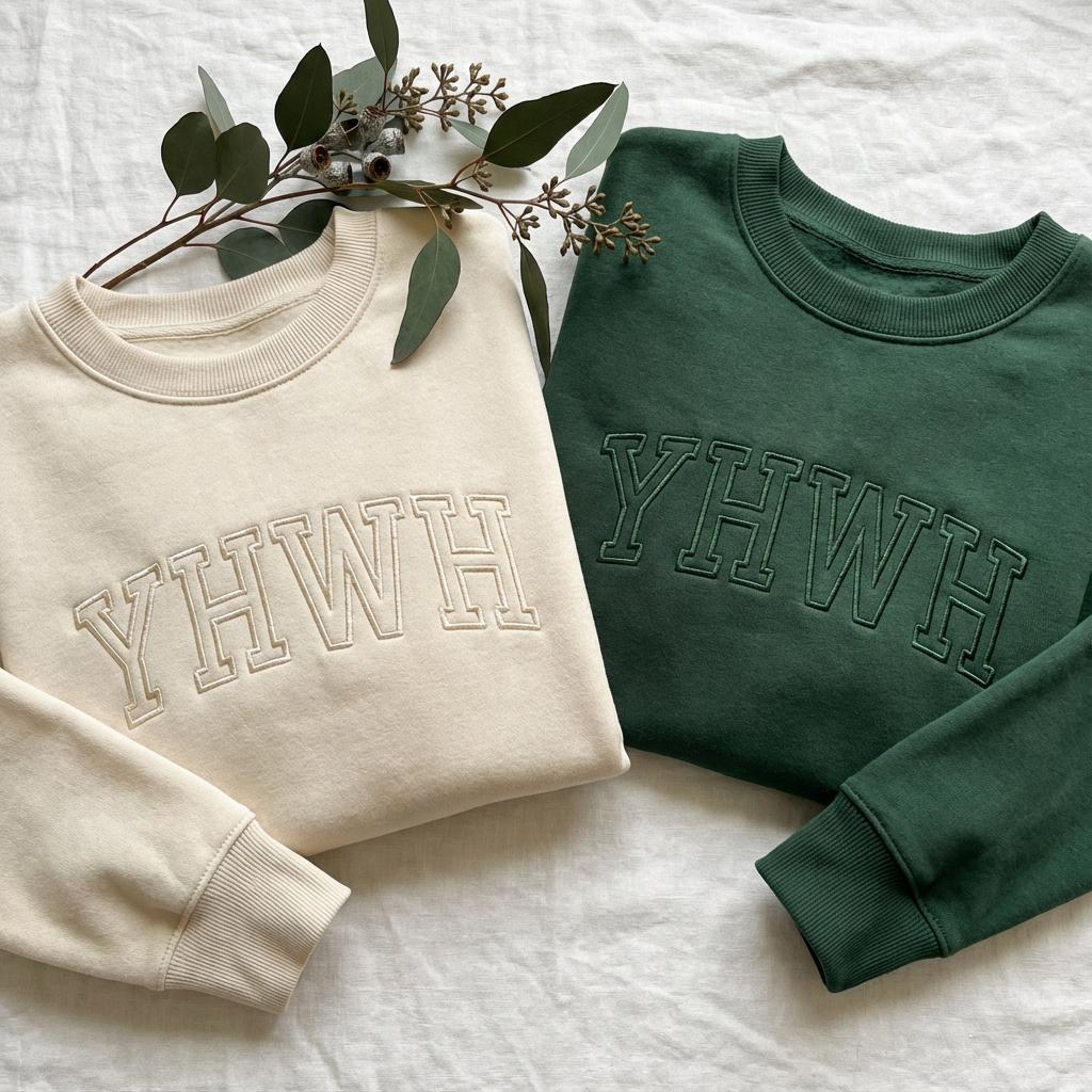YHWH Embroidered Sweatshirt, Minimalist Christian Crewneck, Aesthetic Faith Based Gift, Tonal Embroidery Bible Sweater, Religious Outfit