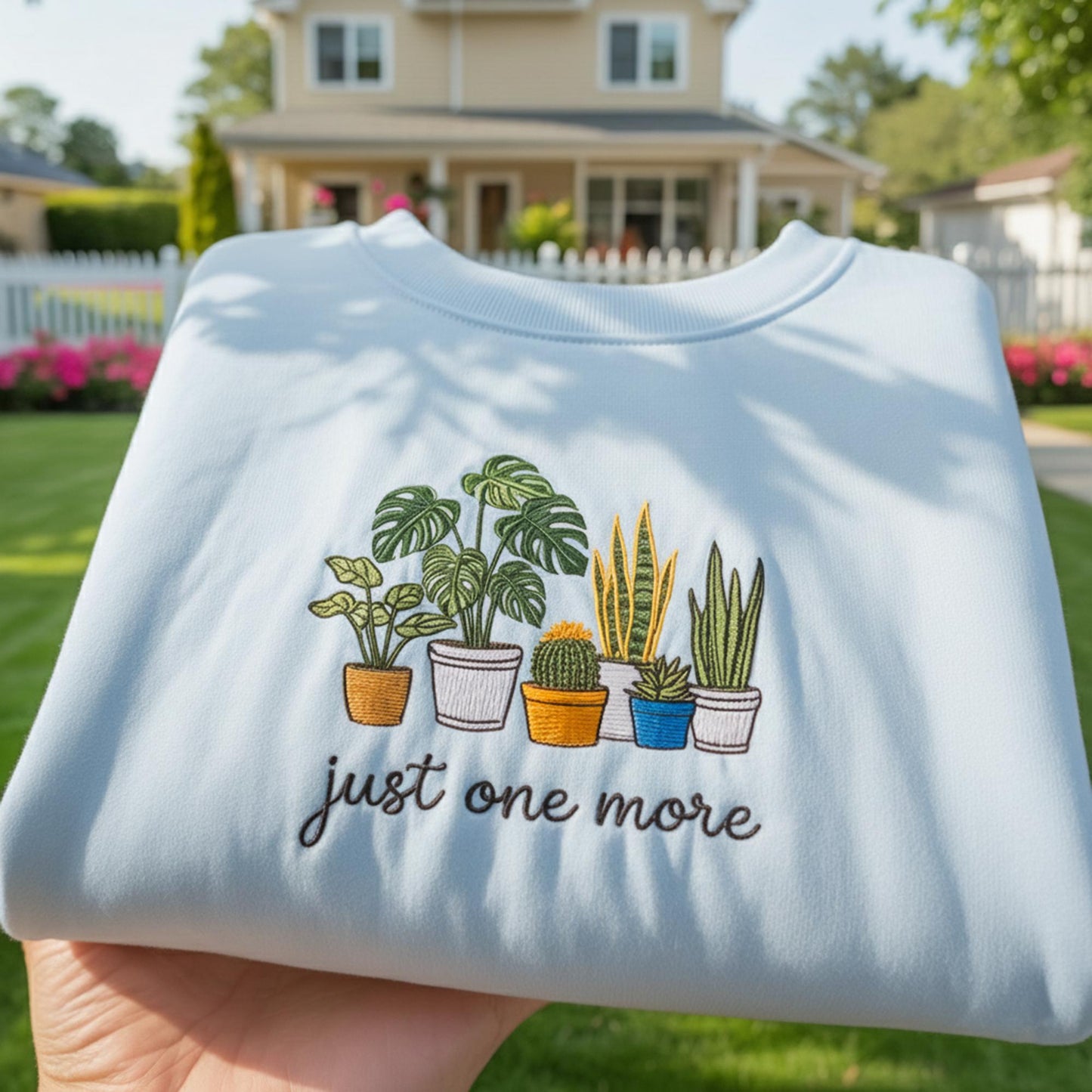 Just One More Plant Embroidered Sweatshirt, Funny Plant Lover Gift, Aesthetic Monstera Crewneck, Indoor Jungle Jumper, Crazy Plant Lady