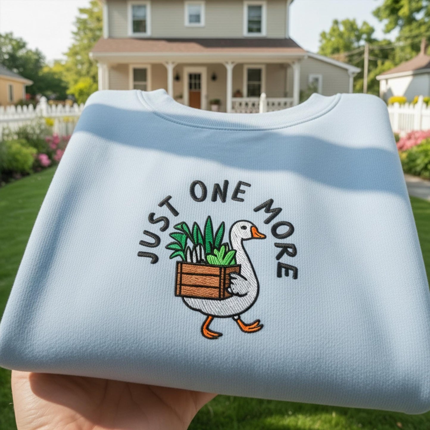 Just One More Plant Duck Embroidered Sweatshirt, Funny Duck Gardener Gift, Aesthetic Houseplant Crewneck, Crazy Plant Lady Jumper,Bird Lover