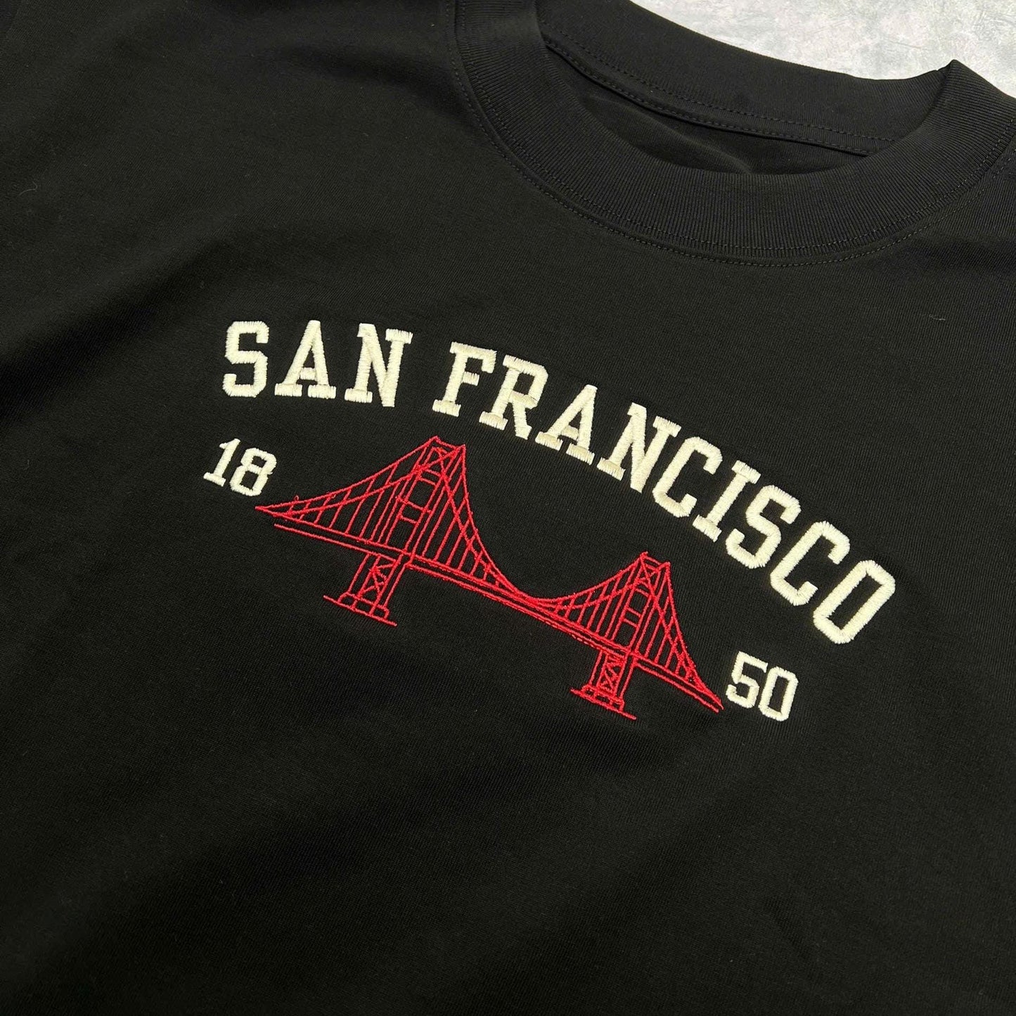 San Francisco Embroidered Sweatshirt, Vintage California Crewneck, Golden Gate Bridge Sweater, West Coast Travel Gift, Bay Area Shirt