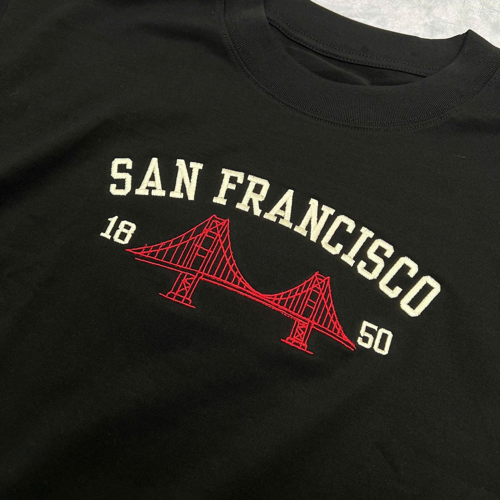 San Francisco Embroidered Sweatshirt, Vintage California Crewneck, Golden Gate Bridge Sweater, West Coast Travel Gift, Bay Area Shirt