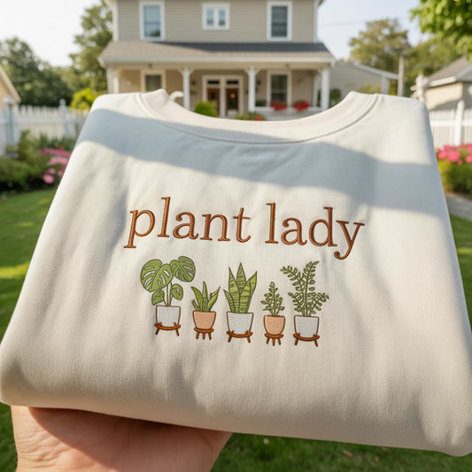 Plant Lady Embroidered Sweatshirt, Houseplant Lover Gift, Botanical Garden Crewneck, Crazy Plant Lady Shirt, Aesthetic Gardening Pullover