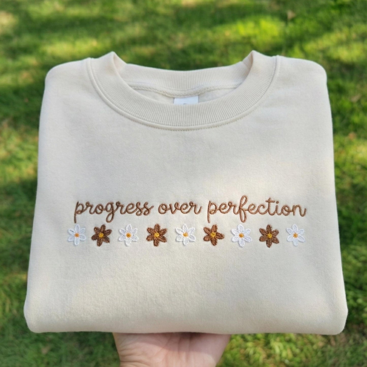 Progress Over Perfection Shirt Inspirational Embroidered Sweatshirt, Teacher Team Shirt, Back to School, Teacher Appreciation Gift
