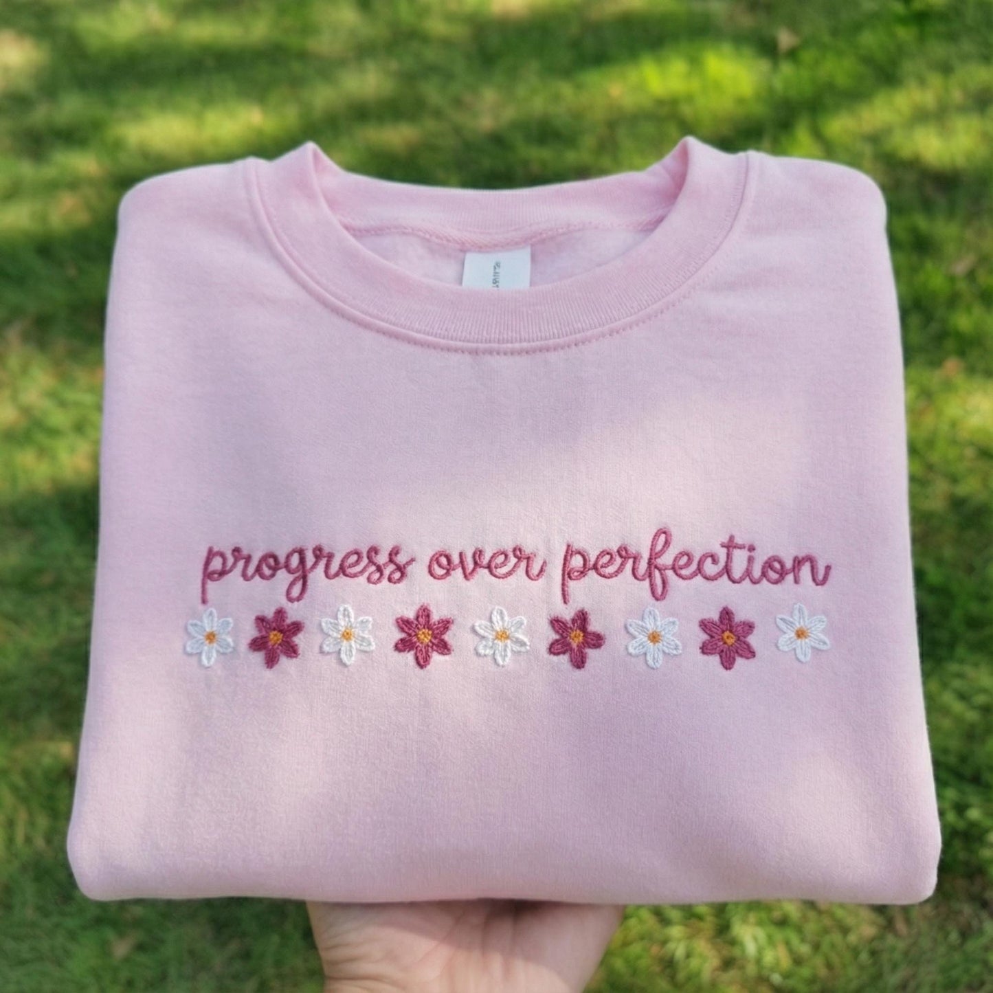 Progress Over Perfection Shirt Inspirational Embroidered Sweatshirt, Teacher Team Shirt, Back to School, Teacher Appreciation Gift